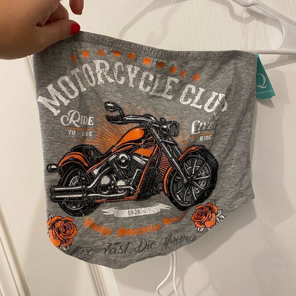 NWT motorcycle tube top with lace up back